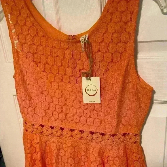 Anthropologie Raga Women's Sleeveless Lace Feminine Orange Mini size‎ M - Picture 3 of 13
